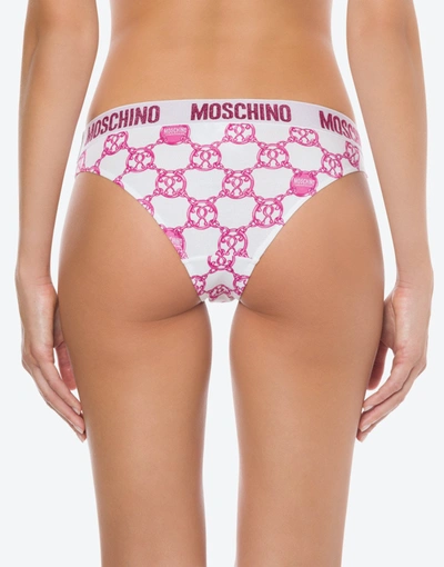 Shop Moschino Double Question Mark Chain Briefs In White