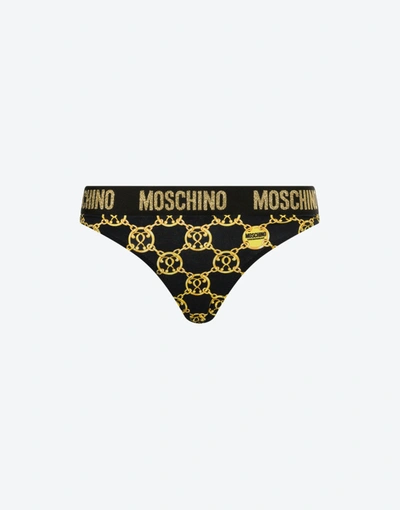 Shop Moschino Double Question Mark Chain Briefs In White