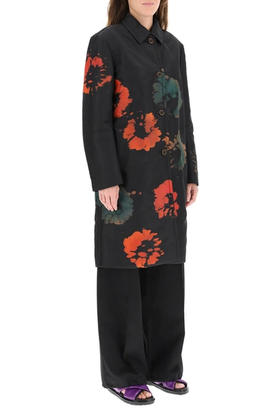 Shop Marni Nylon Midi Coat In Black,red,green