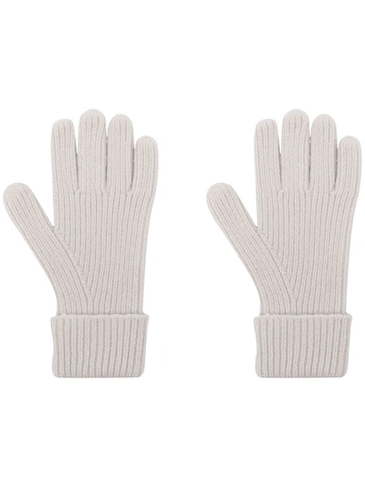 Shop N•peal Ribbed-knit Organic-cashmere Gloves In Grau