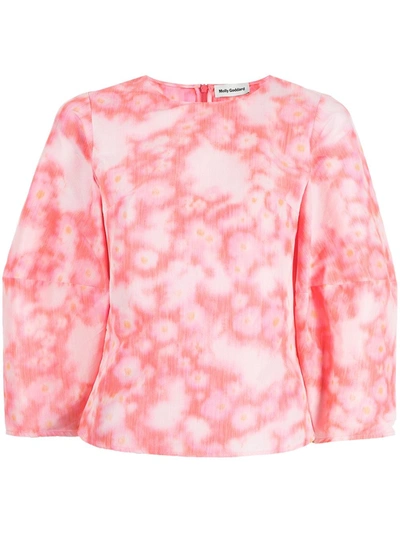 Shop Molly Goddard Letizia Printed Crepe Top In Rosa