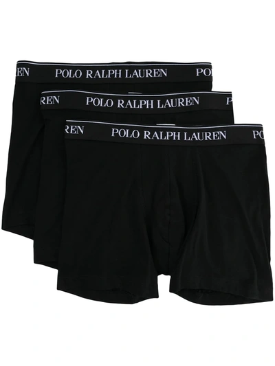 Shop Polo Ralph Lauren Logo Waistband Boxer Briefs (set Of Three) In Black