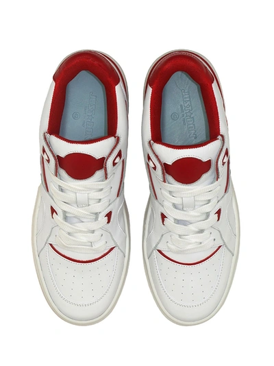 Shop Just Don Luxury Courtside Low Sneakers White And Red