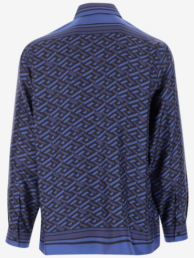 Shop Versace Shirts In Blu Navy Nero