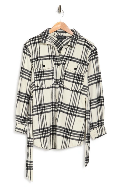 Shop Laundry By Shelli Segal Tie Shacket In Blk Ivory Plaid