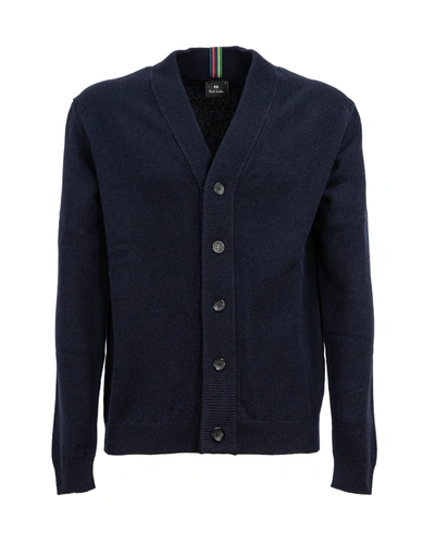 Shop Paul Smith Wool Cardigan In Blu