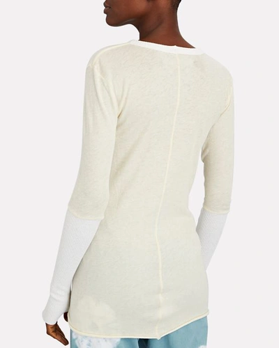 Shop Enza Costa Colorblock Cotton-cashmere Top In White