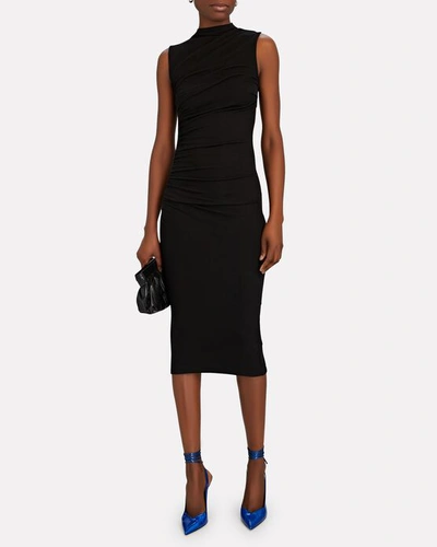 Shop Enza Costa Silk Rib Sleeveless Midi Dress In Black