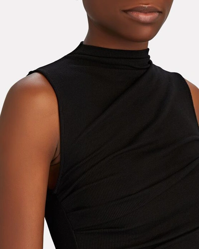 Shop Enza Costa Silk Rib Sleeveless Midi Dress In Black