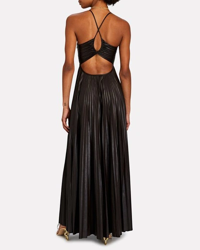 Shop A.l.c Ariya Pleated Faux Leather Gown In Brown