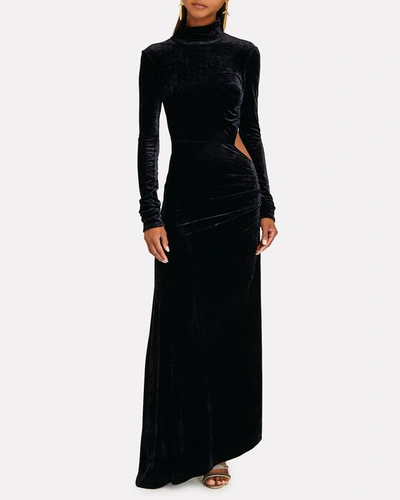 Shop A.l.c Katherine Velvet Turtleneck Maxi Dress In Navy