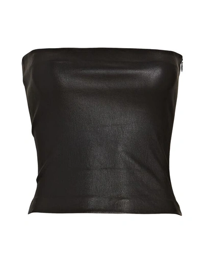 Shop Sprwmn Strapless Leather Top In Black