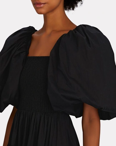 Shop Aje Cherished Puff Sleeve Midi Dress In Black