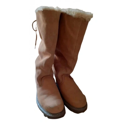Pre-owned Caterpillar Ankle Boots In Beige