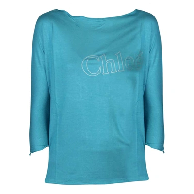 Pre-owned Chloé T-shirt In Turquoise