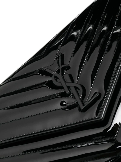 Shop Saint Laurent Patent Leather Wallet On Chain In Black