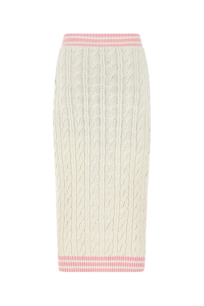 Shop Balmain Ivory Wool Blend Skirt  White  Donna 36f