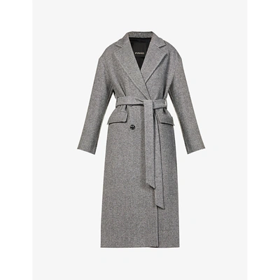 Shop Pinko Giacomo 2 Double-breasted Virgin-wool Coat In Grey
