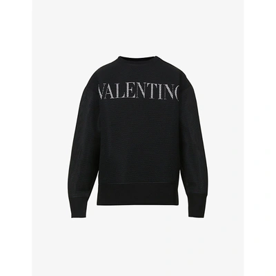 Shop Valentino Bianco Brand-print Crewneck Mesh Sweatshirt S
