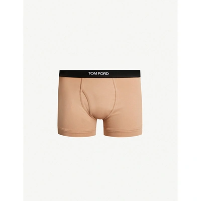Shop Tom Ford Men's Nude 3 Logo-embroidered Cotton-blend Jersey Boxers