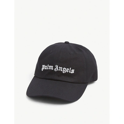 Shop Palm Angels Logo-embroidered Cotton Baseball Cap In Black/white