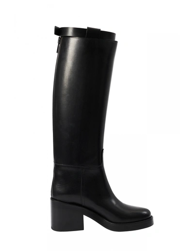 Shop Ann Demeulemeester Black Riding Boots With Heel