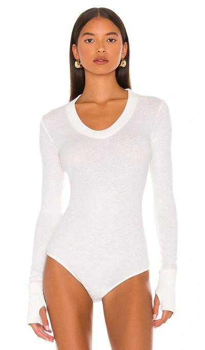Shop Enza Costa Cashmere U Neck Long Sleeve Bodysuit In White