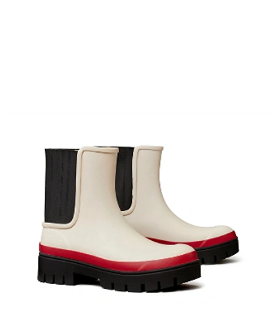 Shop Tory Burch Foul Weather Ankle Boot In New Ivory / Perfect Black