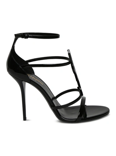 Shop Saint Laurent Cassandra 110mm Sandals, Black Patent