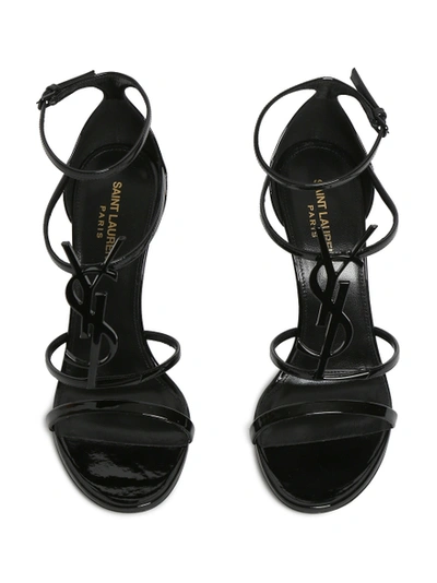 Shop Saint Laurent Cassandra 110mm Sandals, Black Patent