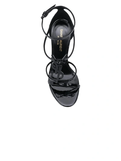 Shop Saint Laurent Cassandra 110mm Sandals, Black Patent