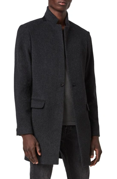 Shop Allsaints Manor Wool Overcoat In Charcoal Grey
