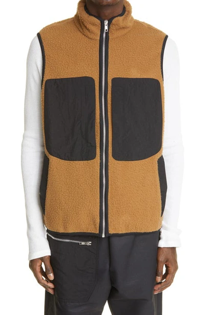 Shop Arnar Mar Jonsson Wool Fleece Vest In Caramel/ Black