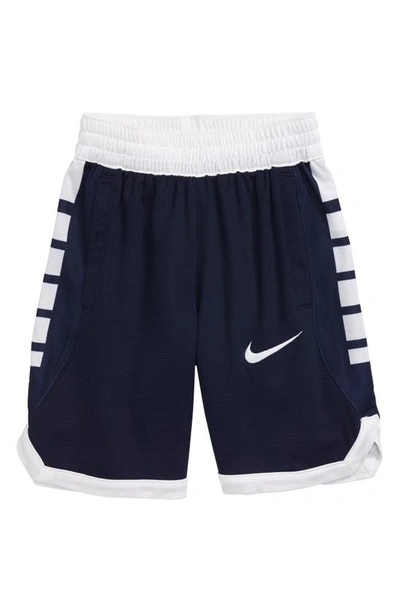 Shop Nike Kids' Dry Elite Basketball Shorts In Blackened Blue/ Sail