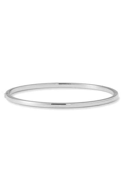Shop Roberto Coin Thin 18k Gold Oval Bangle In White Gold