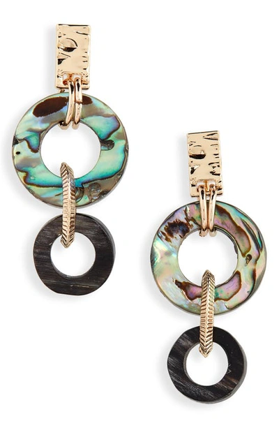 Shop Akola Small Abalone Drop Earrings In Black