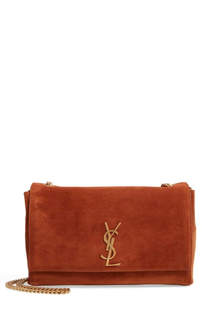 Shop Saint Laurent Kate Supple Reversible Leather Shoulder Bag In Brick