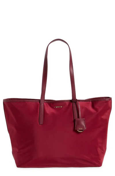 Shop Tumi Voyageur Everyday Nylon Tote In Berry/ Gold