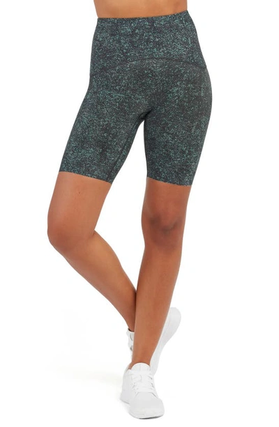 Shop Spanxr Booty Boost® Speckled Bike Shorts In Speckled Emerald