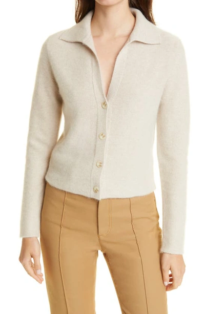 Shop Vince Polo Collar Cashmere Cardigan In White Sand
