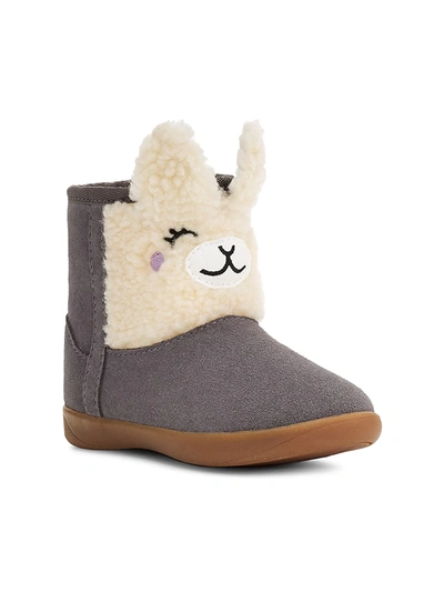 Shop Ugg Kid's Faux Fur Llama Stuffie Boots In Shade Suede