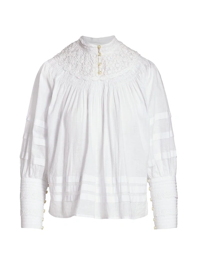Shop Bytimo Women's Cotton Slub Pleated Blouse In White