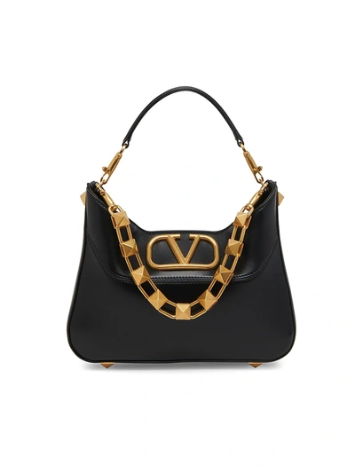 Shop Valentino Vlogo Small Hobo Bag In Nero