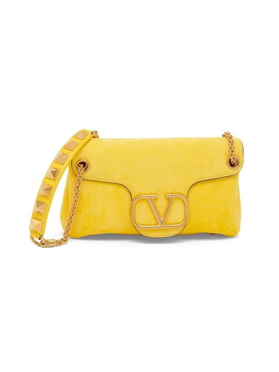 Shop Valentino Women's Vlogo Leather Shoulder Bag In Bright Lemon