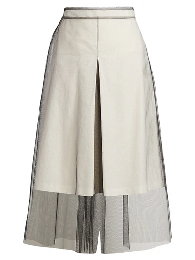 Shop Maison Margiela Women's Tulle Overlay Midi-skirt In Ecru