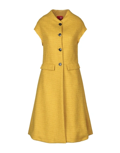 Shop Boule De Neige Woman Coat Ocher Size 6 Alpaca Wool, Wool, Polyamide In Yellow