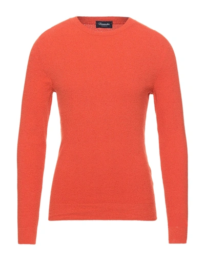Shop Drumohr Man Sweater Rust Size 44 Cotton, Polyamide In Red