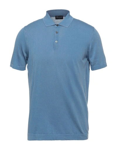 Shop Drumohr Man Polo Shirt Pastel Blue Size 46 Cotton
