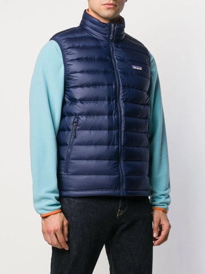Shop Patagonia Classic Puffer Vest Jacket In Blue