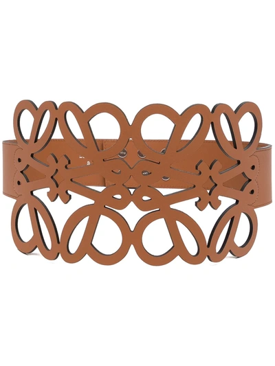LOEWE ANAGRAM CUT-OUT LEATHER BELT 